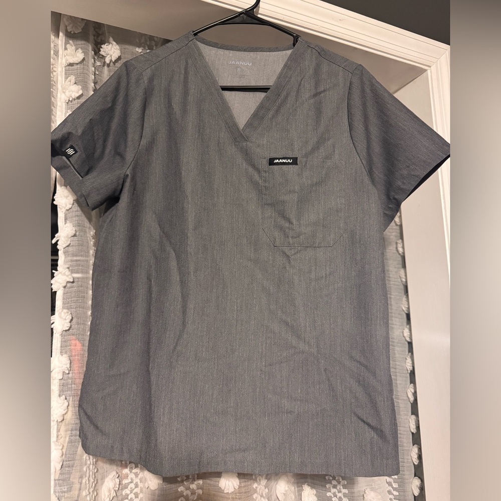 Jaanuu Charcoal Grey V-neck Scrub Top
